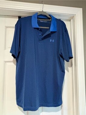 LG Men's Blue Striped Polo Shirt
